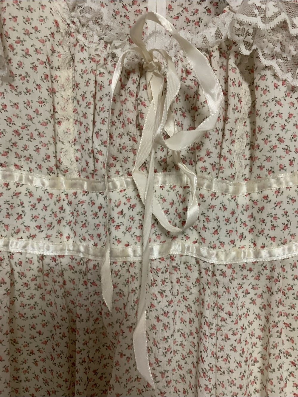VTG GUNNE SAX Women’s Floral Pink Cream SZ 5 Maxi Dress Cottagecore Festival - Picture 4 of 16